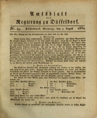 Amtsblatt für den Regierungsbezirk Düsseldorf Montag 9. August 1830