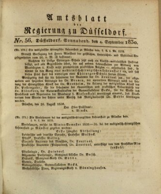 Amtsblatt für den Regierungsbezirk Düsseldorf Samstag 4. September 1830