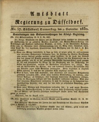 Amtsblatt für den Regierungsbezirk Düsseldorf Donnerstag 9. September 1830