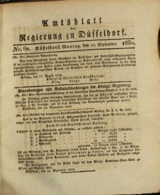 Amtsblatt für den Regierungsbezirk Düsseldorf Montag 20. September 1830