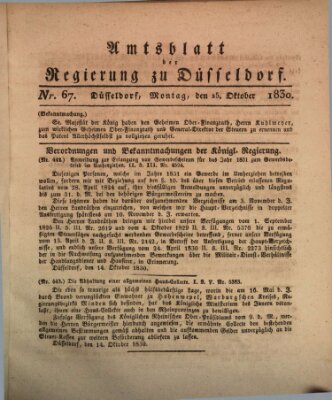 Amtsblatt für den Regierungsbezirk Düsseldorf Montag 25. Oktober 1830