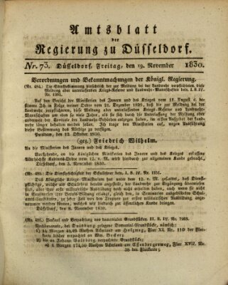 Amtsblatt für den Regierungsbezirk Düsseldorf Freitag 19. November 1830