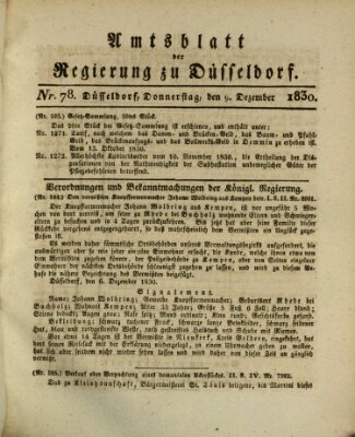 Amtsblatt für den Regierungsbezirk Düsseldorf Donnerstag 9. Dezember 1830