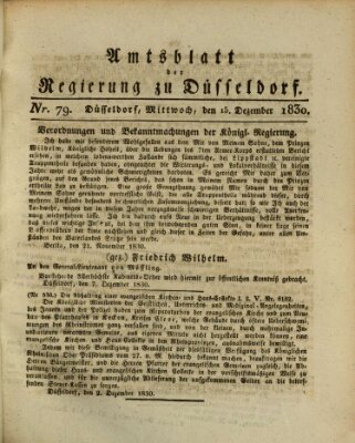 Amtsblatt für den Regierungsbezirk Düsseldorf Mittwoch 15. Dezember 1830