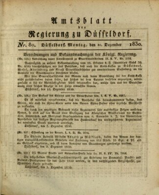 Amtsblatt für den Regierungsbezirk Düsseldorf Montag 20. Dezember 1830