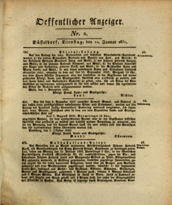 Amtsblatt für den Regierungsbezirk Düsseldorf Dienstag 12. Januar 1830