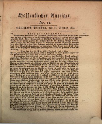 Amtsblatt für den Regierungsbezirk Düsseldorf Dienstag 16. Februar 1830