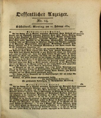 Amtsblatt für den Regierungsbezirk Düsseldorf Montag 22. Februar 1830