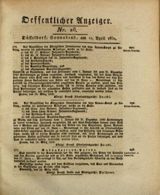 Amtsblatt für den Regierungsbezirk Düsseldorf Samstag 10. April 1830