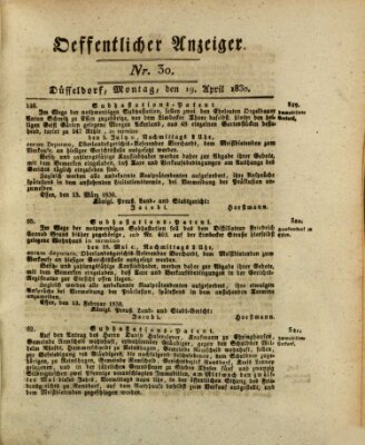 Amtsblatt für den Regierungsbezirk Düsseldorf Montag 19. April 1830