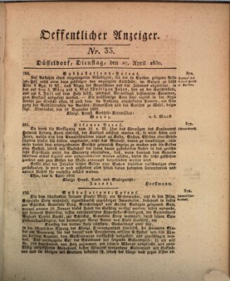 Amtsblatt für den Regierungsbezirk Düsseldorf Dienstag 27. April 1830