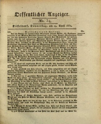 Amtsblatt für den Regierungsbezirk Düsseldorf Donnerstag 29. April 1830