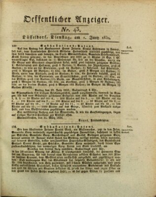 Amtsblatt für den Regierungsbezirk Düsseldorf Dienstag 1. Juni 1830