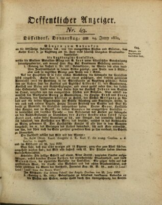 Amtsblatt für den Regierungsbezirk Düsseldorf Donnerstag 24. Juni 1830