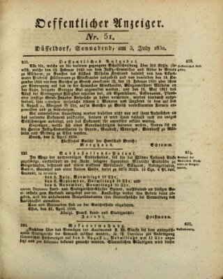 Amtsblatt für den Regierungsbezirk Düsseldorf Samstag 3. Juli 1830