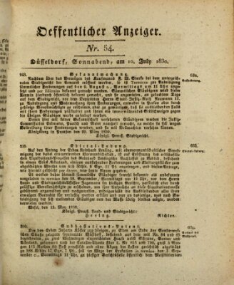 Amtsblatt für den Regierungsbezirk Düsseldorf Samstag 10. Juli 1830