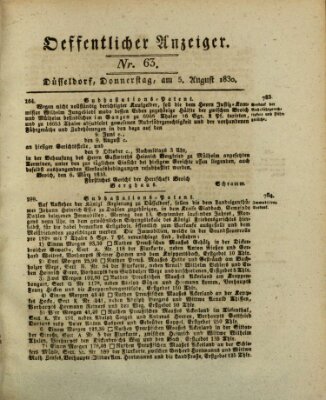 Amtsblatt für den Regierungsbezirk Düsseldorf Donnerstag 5. August 1830