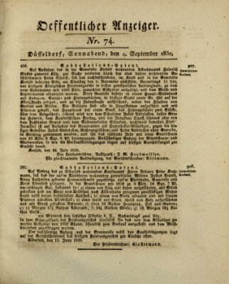 Amtsblatt für den Regierungsbezirk Düsseldorf Samstag 4. September 1830