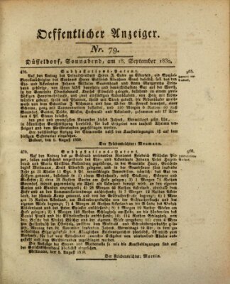 Amtsblatt für den Regierungsbezirk Düsseldorf Samstag 18. September 1830