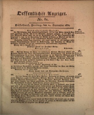 Amtsblatt für den Regierungsbezirk Düsseldorf Freitag 24. September 1830