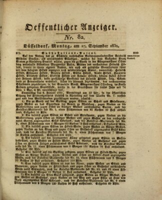 Amtsblatt für den Regierungsbezirk Düsseldorf Montag 27. September 1830