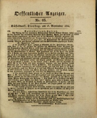 Amtsblatt für den Regierungsbezirk Düsseldorf Dienstag 28. September 1830