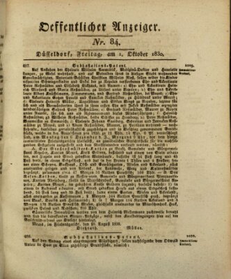 Amtsblatt für den Regierungsbezirk Düsseldorf Freitag 1. Oktober 1830