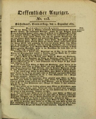 Amtsblatt für den Regierungsbezirk Düsseldorf Donnerstag 2. Dezember 1830