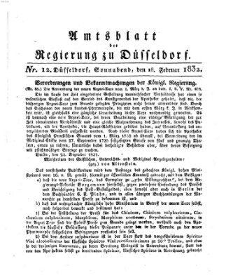 Amtsblatt für den Regierungsbezirk Düsseldorf Samstag 18. Februar 1832