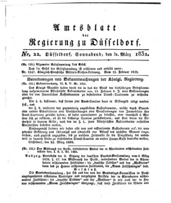 Amtsblatt für den Regierungsbezirk Düsseldorf Samstag 31. März 1832