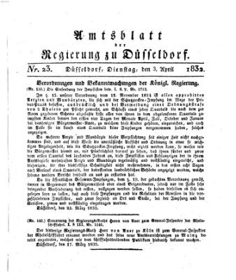 Amtsblatt für den Regierungsbezirk Düsseldorf Dienstag 3. April 1832