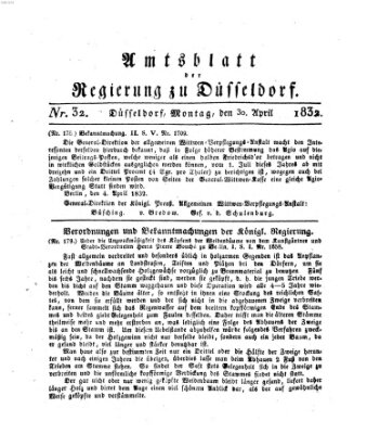 Amtsblatt für den Regierungsbezirk Düsseldorf Montag 30. April 1832