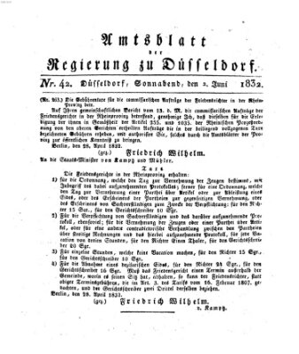 Amtsblatt für den Regierungsbezirk Düsseldorf Samstag 2. Juni 1832