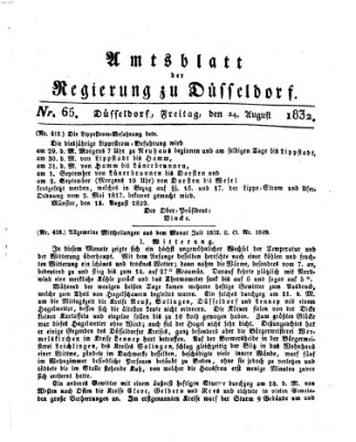 Amtsblatt für den Regierungsbezirk Düsseldorf Freitag 24. August 1832