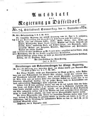 Amtsblatt für den Regierungsbezirk Düsseldorf Donnerstag 20. September 1832