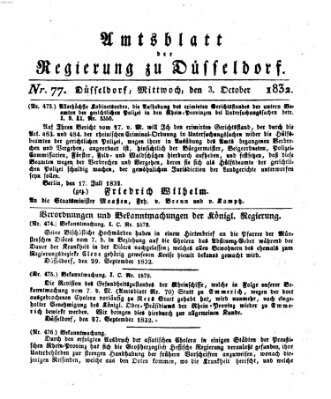 Amtsblatt für den Regierungsbezirk Düsseldorf Mittwoch 3. Oktober 1832