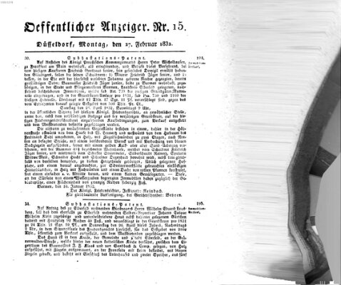 Amtsblatt für den Regierungsbezirk Düsseldorf Montag 27. Februar 1832