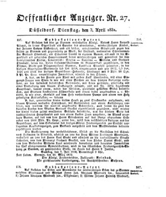 Amtsblatt für den Regierungsbezirk Düsseldorf Dienstag 3. April 1832