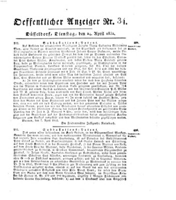 Amtsblatt für den Regierungsbezirk Düsseldorf Dienstag 24. April 1832