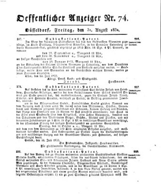 Amtsblatt für den Regierungsbezirk Düsseldorf Freitag 31. August 1832