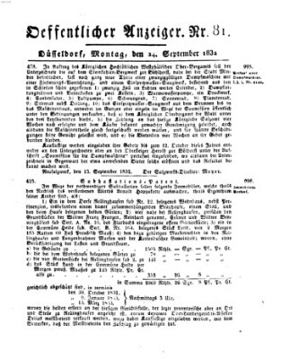 Amtsblatt für den Regierungsbezirk Düsseldorf Montag 24. September 1832