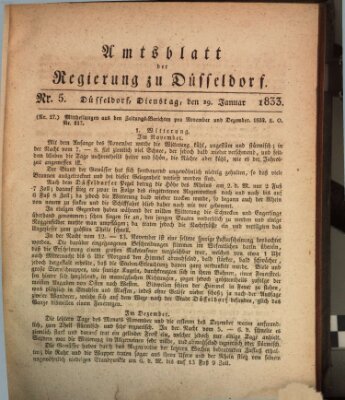 Amtsblatt für den Regierungsbezirk Düsseldorf Dienstag 29. Januar 1833