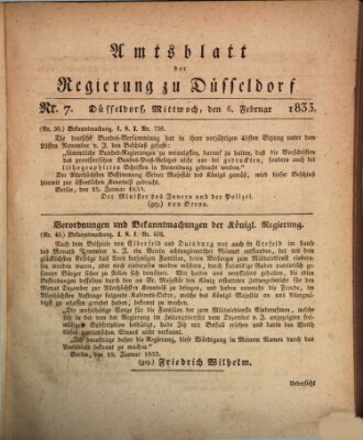 Amtsblatt für den Regierungsbezirk Düsseldorf Mittwoch 6. Februar 1833