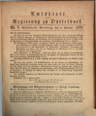 Amtsblatt für den Regierungsbezirk Düsseldorf Dienstag 12. Februar 1833