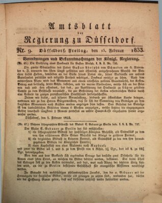 Amtsblatt für den Regierungsbezirk Düsseldorf Freitag 15. Februar 1833