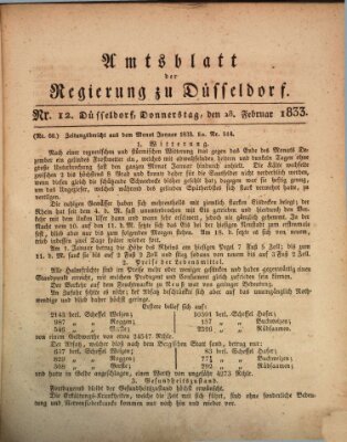 Amtsblatt für den Regierungsbezirk Düsseldorf Donnerstag 28. Februar 1833