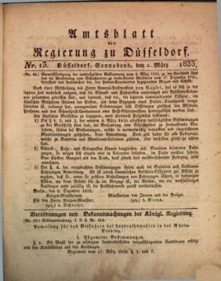 Amtsblatt für den Regierungsbezirk Düsseldorf Samstag 2. März 1833