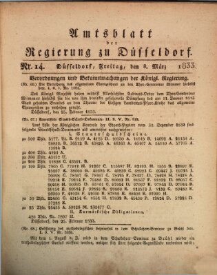 Amtsblatt für den Regierungsbezirk Düsseldorf Freitag 8. März 1833