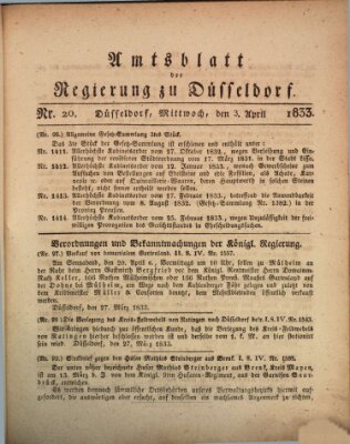 Amtsblatt für den Regierungsbezirk Düsseldorf Mittwoch 3. April 1833