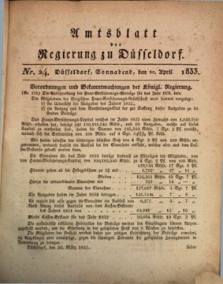 Amtsblatt für den Regierungsbezirk Düsseldorf Samstag 20. April 1833